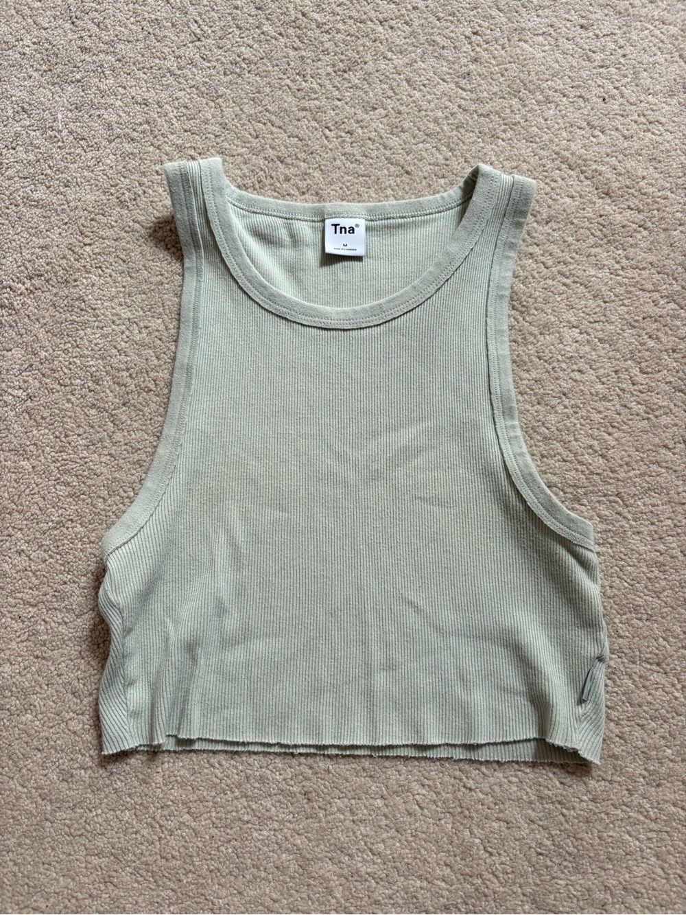 TNA Ribbed Sage Green Cropped Tank